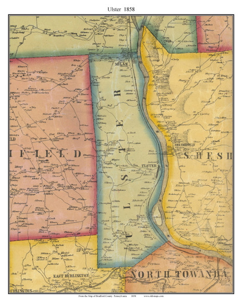 Ulster Township, Pennsylvania 1858 Old Town Map Custom Print - Bradford Co.