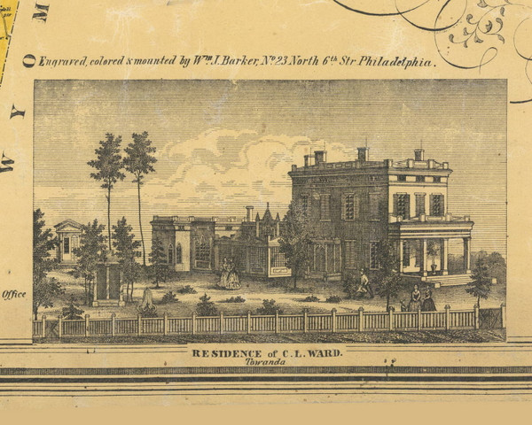 Ward Residence - Towanda, Pennsylvania 1858 Old Town Map Custom Print - Bradford Co.