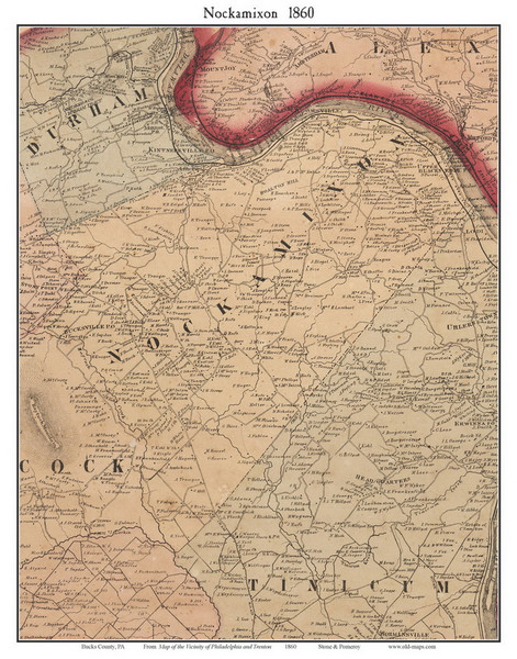 Nockamixon Township, Pennsylvania 1860 Old Town Map Custom Print - Bucks Co.