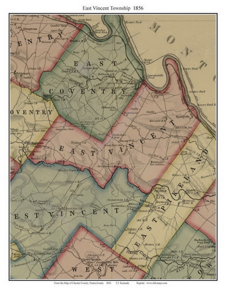 East Vincent Township, Pennsylvania 1856 Old Town Map Custom Print - Chester Co.