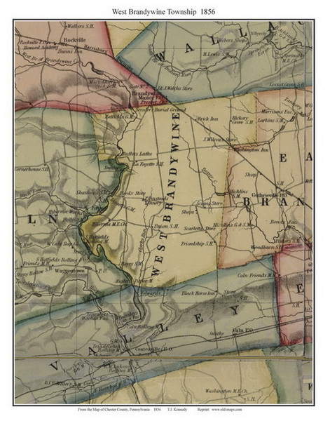 West Brandywine Township, Pennsylvania 1856 Old Town Map Custom Print - Chester Co.