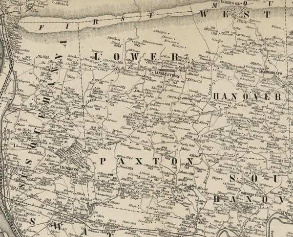 Lower Paxton Township, Pennsylvania 1858 Old Town Map Custom Print - Dauphin Co.