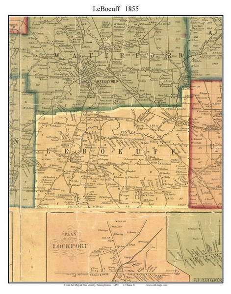 LeBoeuff Township, Pennsylvania 1855 Old Town Map Custom Print - Erie Co.