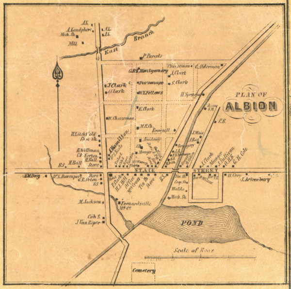 Albion - Conneaut Township, Pennsylvania 1855 Old Town Map Custom Print - Erie Co.