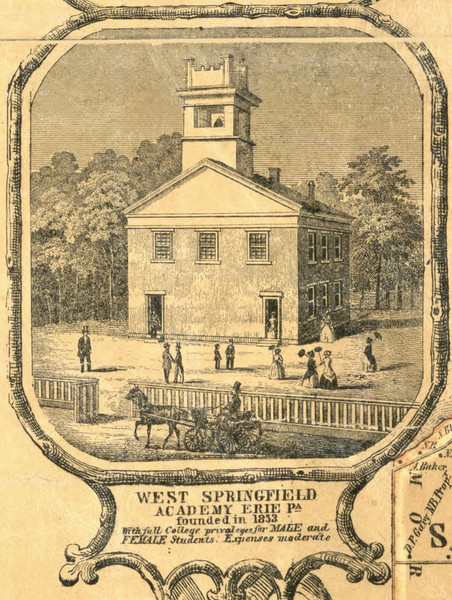 West Springfield Academy - Erie City , Pennsylvania 1855 Old Town Map Custom Print - Erie Co.