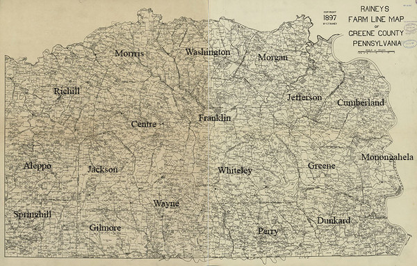 Towns on Source Map - Greene Co., Pennsylvania 1897 - NOT FOR SALE - Greene Co.