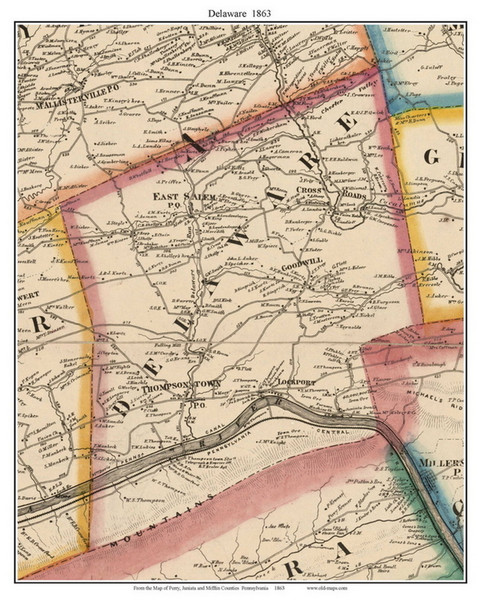 Delaware Township, Pennsylvania 1863 Old Town Map Custom Print - Juniata Co.