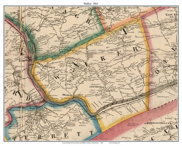 Walker Township, Pennsylvania 1863 Old Town Map Custom Print - Juniata Co.