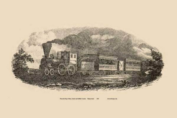 Train Picture, Pennsylvania 1863 Old Town Map Custom Print - Juniata Co.