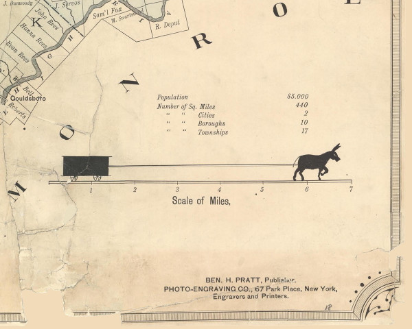 Map Scale and County Statistics - Lackawanna Co., Pennsylvania 1879 Old Town Map Custom Print - Lackawanna Co.