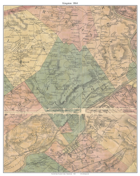 Kingston Township, Pennsylvania 1864 Old Town Map Custom Print - Luzerne Co.