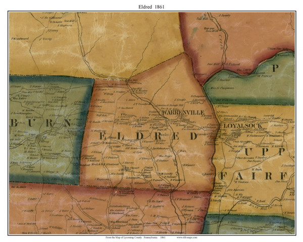 Eldred Township, Pennsylvania 1861 Old Town Map Custom Print - Lycoming Co.