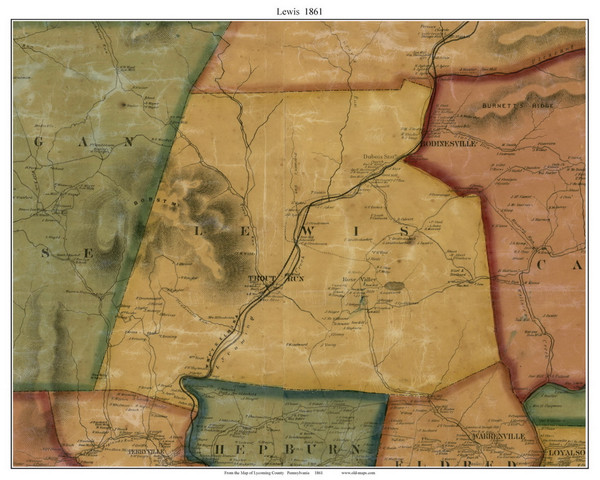 Lewis Township, Pennsylvania 1861 Old Town Map Custom Print - Lycoming Co. Lewis Township, Pennsylvania 1861 Old Town Map Custom Print - Lycoming Co.