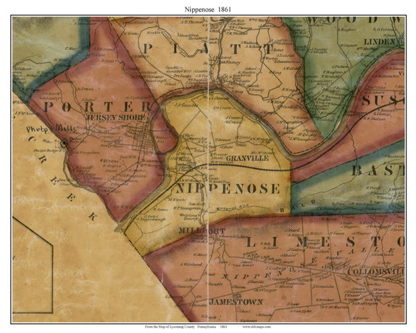 Nippenose Township, Pennsylvania 1861 Old Town Map Custom Print - Lycoming Co.