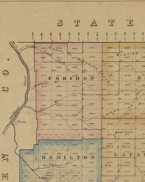 Corydon Township, Pennsylvania 1857 Old Town Map Custom Print - McKean Co.
