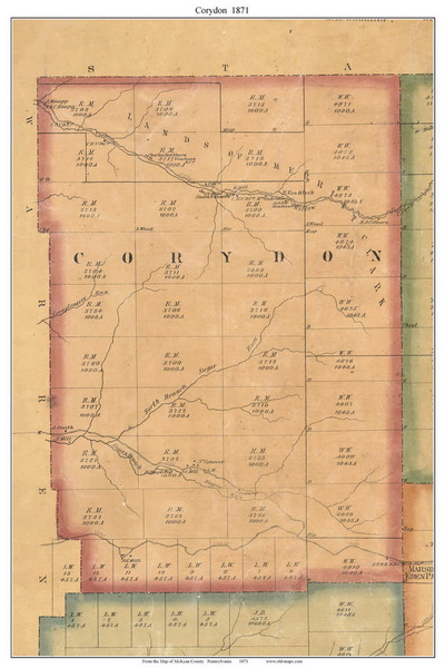 Corydon Township, Pennsylvania 1871 Old Town Map Custom Print - McKean Co.