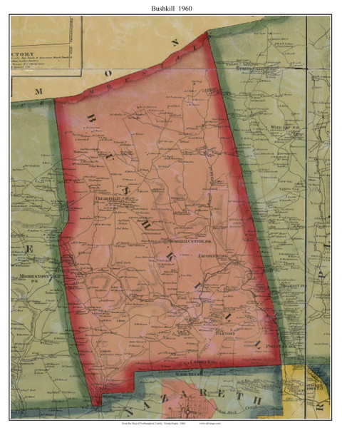 Bushkill Township Pennsylvania 1860 Old Town Map Custom Print - Northampton Co.