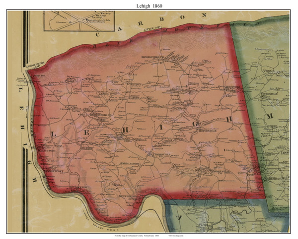 Lehigh Township Pennsylvania 1860 Old Town Map Custom Print - Northampton Co. Lehigh Township Pennsylvania 1860 Old Town Map Custom Print - Northampton Co.