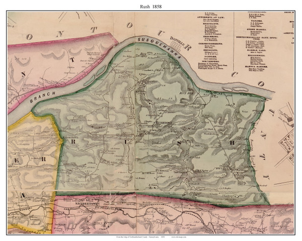 Rush Township, Pennsylvania 1858 Old Town Map Custom Print - Northumberland Co. Rush Township, Pennsylvania 1858 Old Town Map Custom Print - Northumberland Co.