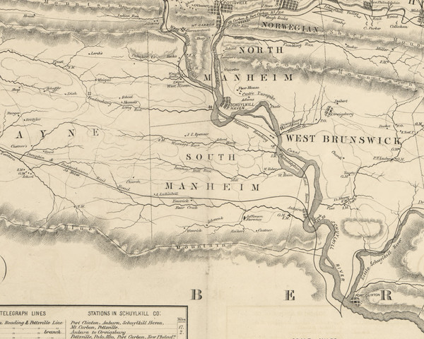 South Manheim Township, Pennsylvania 1855 Old Town Map Custom Print - Schuylkill Co. South Manheim Township, Pennsylvania 1855 Old Town Map Custom Print - Schuylkill Co.