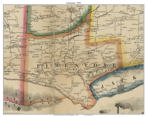 Limestone Township, Pennsylvania 1856 Old Town Map Custom Print - Union Co.
