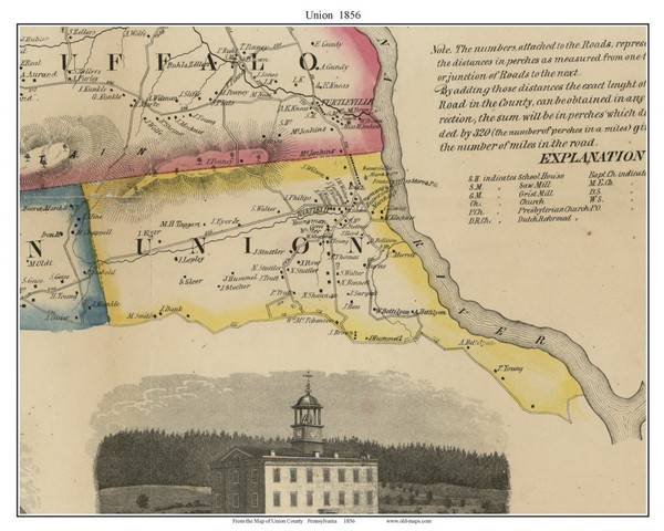 Union Township, Pennsylvania 1856 Old Town Map Custom Print - Union Co. Union Township, Pennsylvania 1856 Old Town Map Custom Print - Union Co.