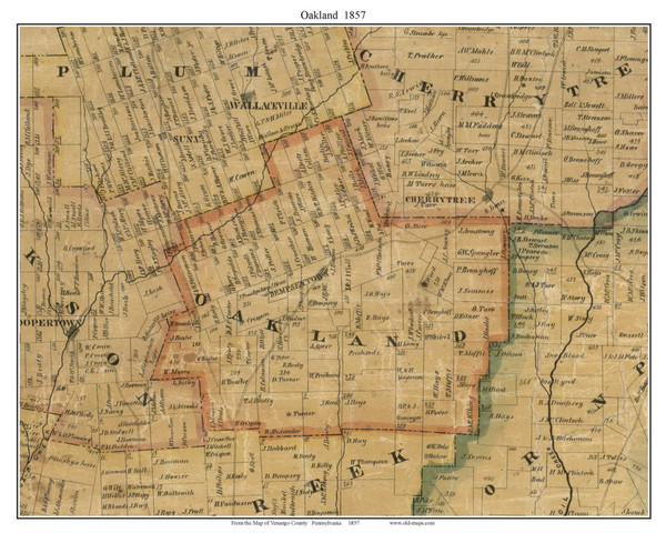Oakland Township, Pennsylvania 1857 Old Town Map Custom Print - Venango Co.