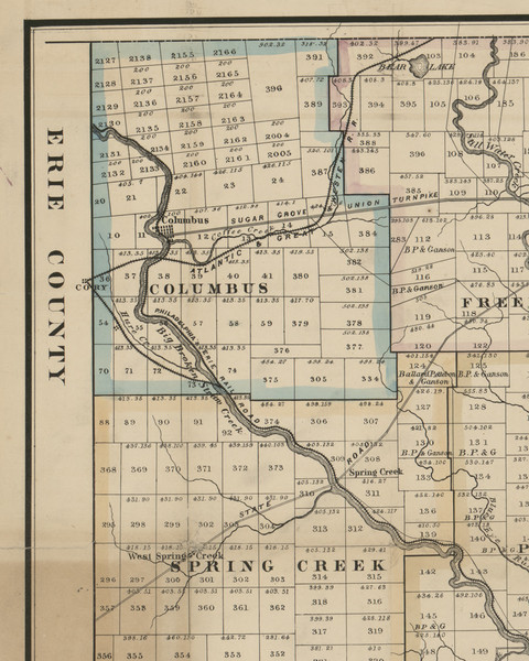 Columbus Township, Pennsylvania 1865 Old Town Map Custom Print - Warren Co.