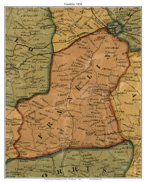 Franklin Township, Pennsylvania 1856 Old Town Map Custom Print - Washington Co.