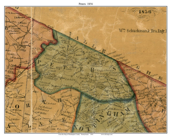 Peters Township, Pennsylvania 1856 Old Town Map Custom Print - Washington Co. Peters Township, Pennsylvania 1856 Old Town Map Custom Print - Washington Co.
