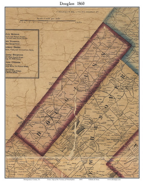 Douglass Township, Pennsylvania 1860 Old Town Map Custom Print - Montgomery Co.