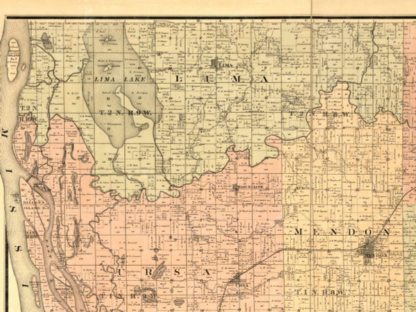 Lima, Illinois 1889 Old Town Map Custom Print - Adams Co.