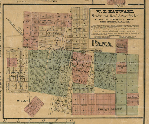 Pana Village - Christian Co., Illinois 1872 Old Town Map Custom Print - Christian Co.