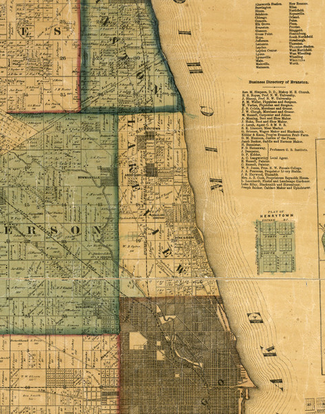 Lake View, Illinois 1861 Old Town Map Custom Print - Cook Co. Lake View, Illinois 1861 Old Town Map Custom Print - Cook Co.