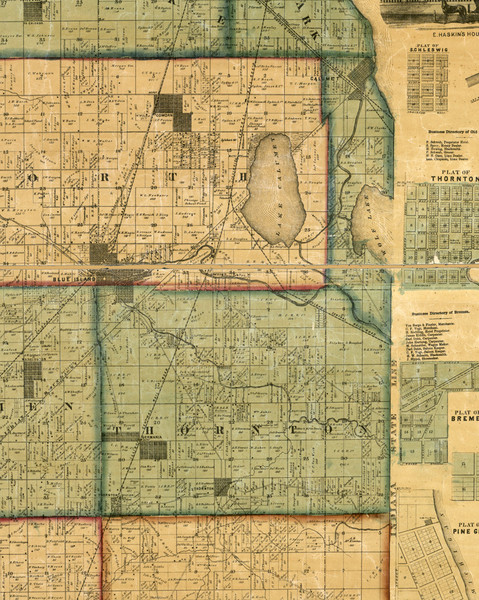 Thornton, Illinois 1861 Old Town Map Custom Print - Cook Co.