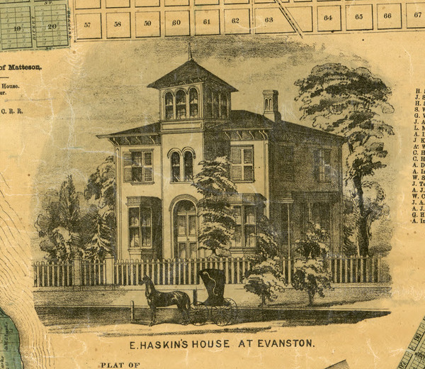 Res. of E. Haskin - Cook Co., Illinois 1861 Old Town Map Custom Print - Cook Co.