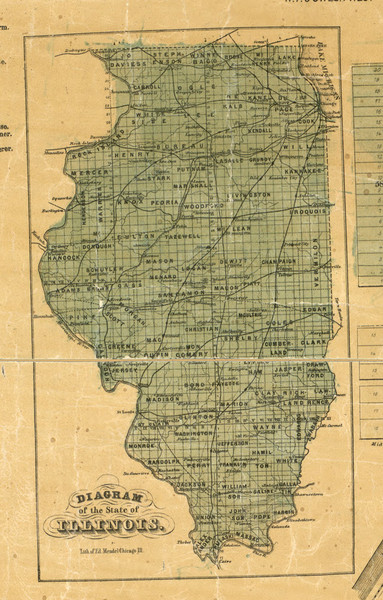Diagram of Illinois - Cook Co., Illinois 1861 Old Town Map Custom Print - Cook Co.