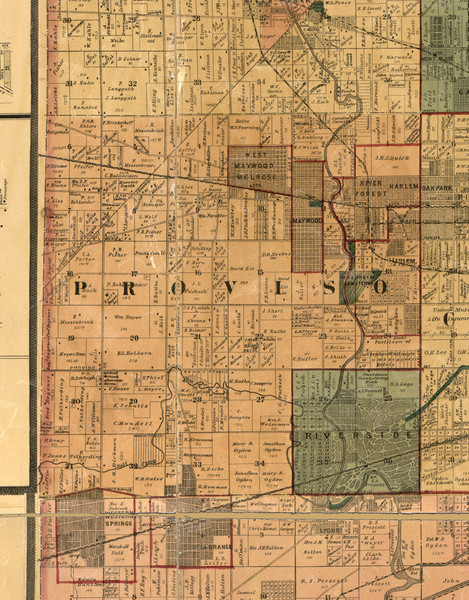 Proviso, Illinois 1886 Old Town Map Custom Print - Cook Co.