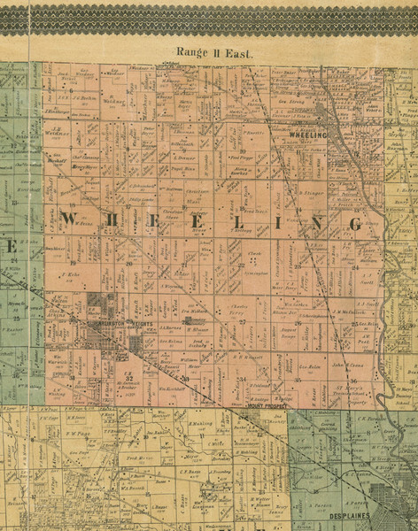 Wheeling, Illinois 1890 Old Town Map Custom Print - Cook Dupage Cos. Wheeling, Illinois 1890 Old Town Map Custom Print - Cook Dupage Cos.