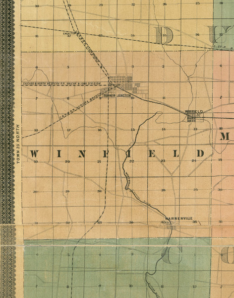 Winfield, Illinois 1890 Old Town Map Custom Print - Cook Dupage Cos.