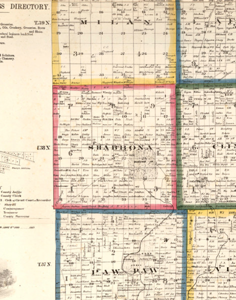 Shabbona, Illinois 1860 Old Town Map Custom Print - DeKalb Co. Shabbona, Illinois 1860 Old Town Map Custom Print - DeKalb Co.