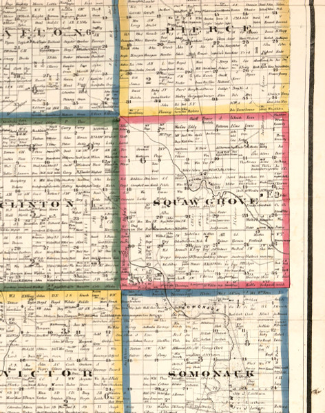 Squaw Grove, Illinois 1860 Old Town Map Custom Print - DeKalb Co. Squaw Grove, Illinois 1860 Old Town Map Custom Print - DeKalb Co.