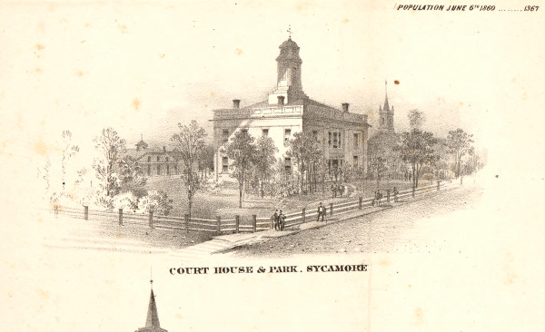 County Courthouse - Sycamore, Illinois 1860 Old Town Map Custom Print - DeKalb Co.