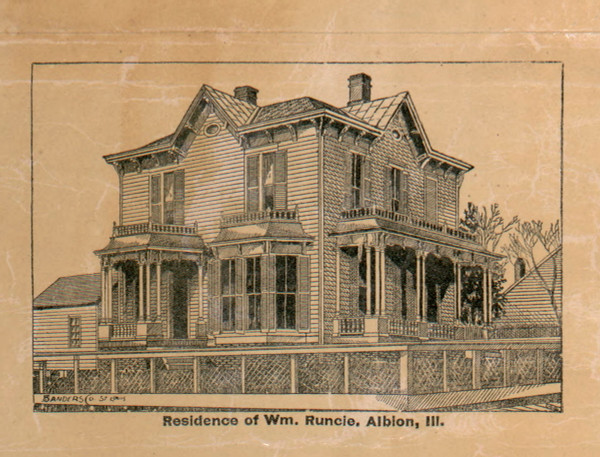 Res. of Wm. Runcie - Edwards Co., Illinois 1891 Old Town Map Custom Print - Edwards Co.