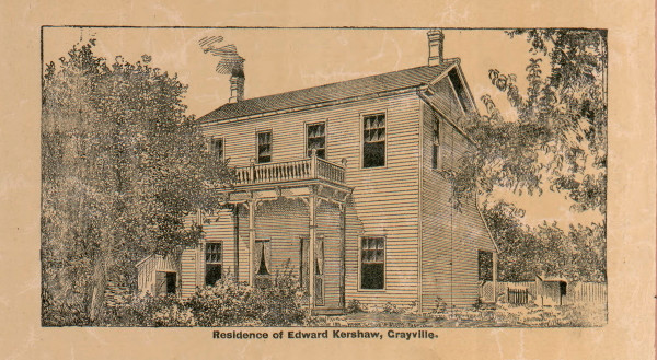Res. of Edward Kershaw - Edwards Co., Illinois 1891 Old Town Map Custom Print - Edwards Co.