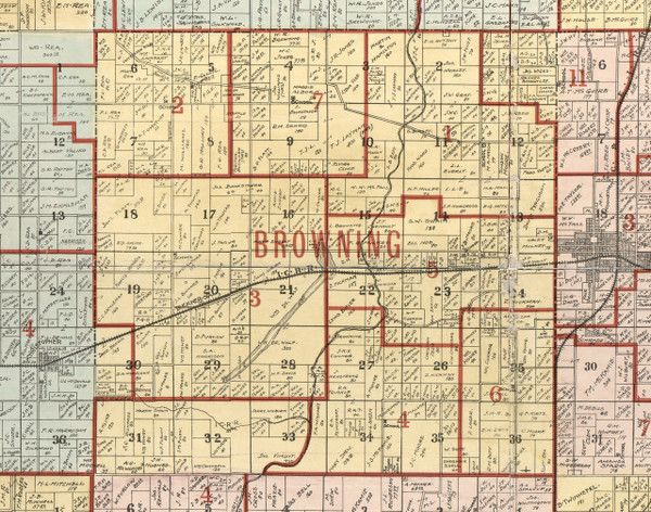 Browning, Illinois 1900 Old Town Map Custom Print - Franklin Co.