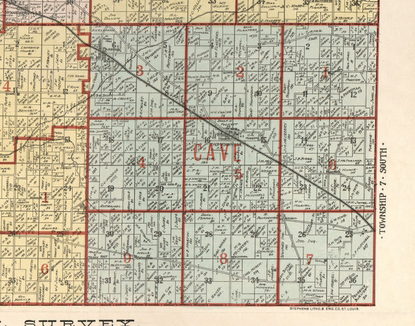 Cave, Illinois 1900 Old Town Map Custom Print - Franklin Co.