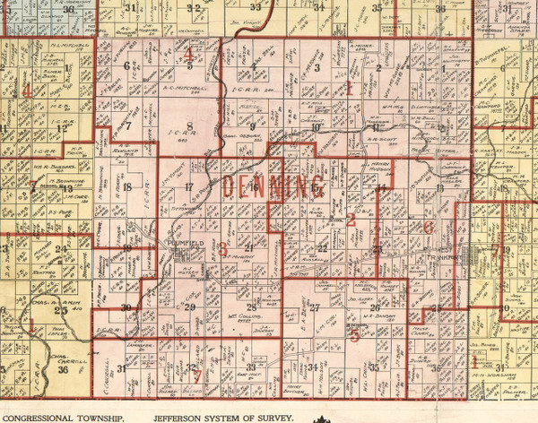 Denning, Illinois 1900 Old Town Map Custom Print - Franklin Co.