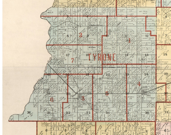 Tyrone, Illinois 1900 Old Town Map Custom Print - Franklin Co.