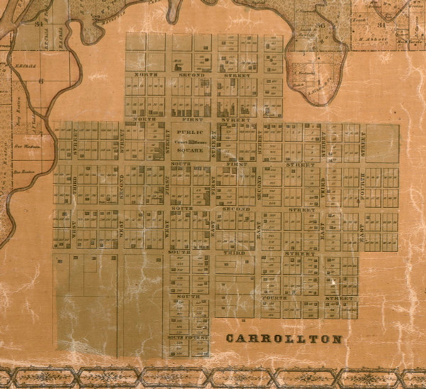 Carrollton Village - Greene Co., Illinois 1861 Old Town Map Custom Print - Greene Co.